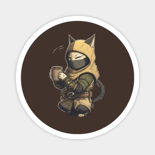 Coffee Ninja Cat Funny and Playful Design for Cat and Coffee Lovers Magnet